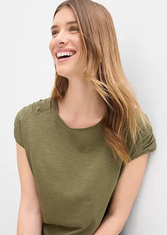 Boxy shirt, korte mouw • donkerolijfgroen • bonprix online shop