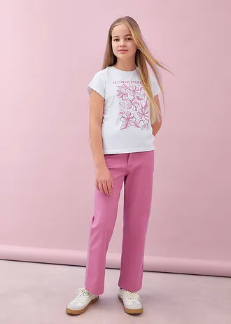 Tricou din bumbac organic 100%, culoare: alb cu flori