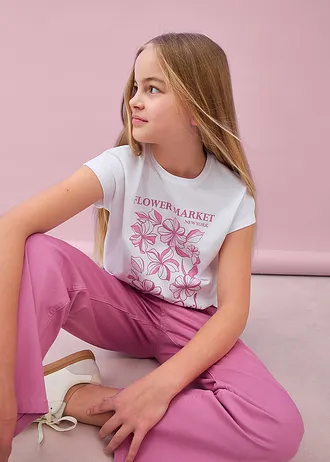 T-shirt z czystej bawełny organicznej • biały w kwiaty • sklep bonprix