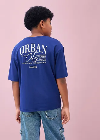 T-shirt oversize 100% coton • bleu nuit imprimé • Boutique bonprix