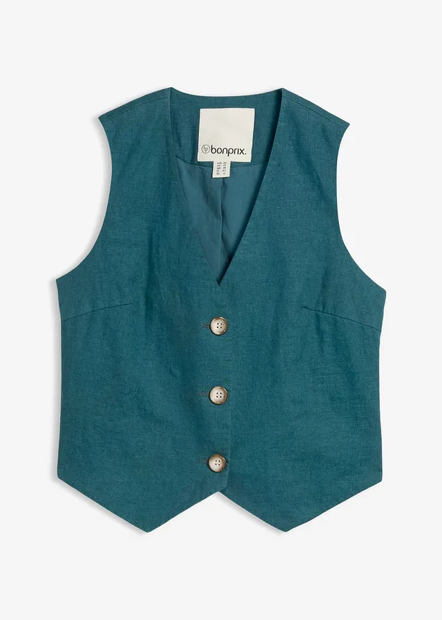 Linnen gilet, Kleur: pepergroen
