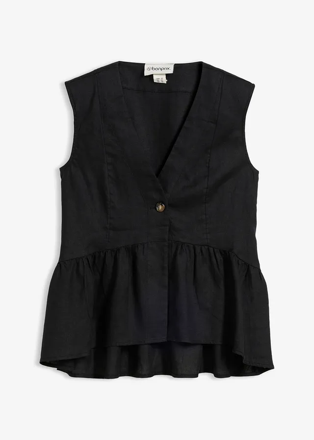 Mellény tiszta lenből • fekete • bonprix áruház