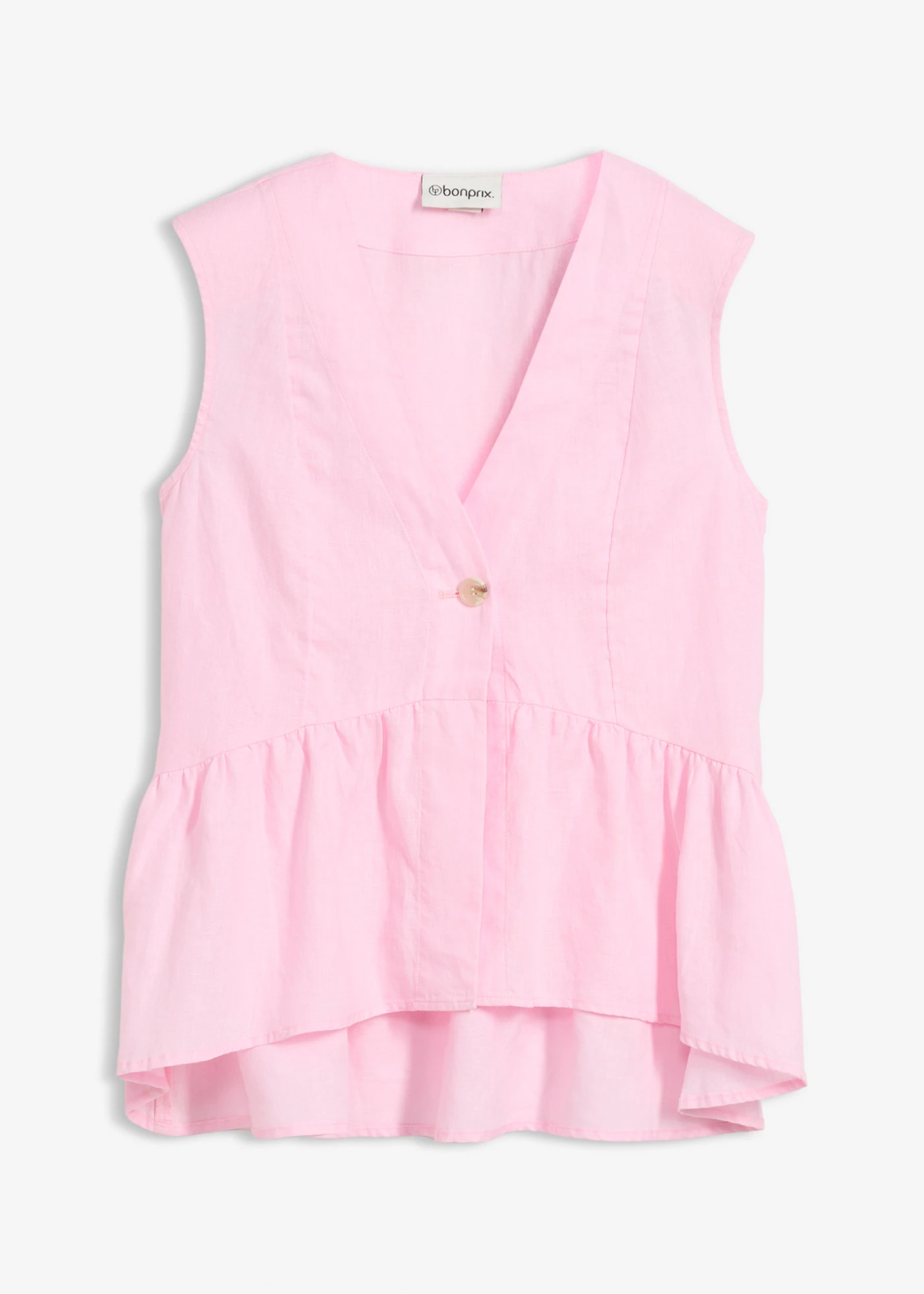 Linnen gilet • kristalroze • bonprix online shop
