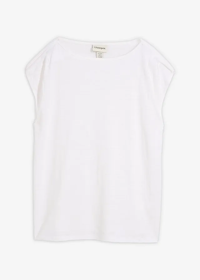 Bluză tricot din in 100% • alb • magazin bonprix