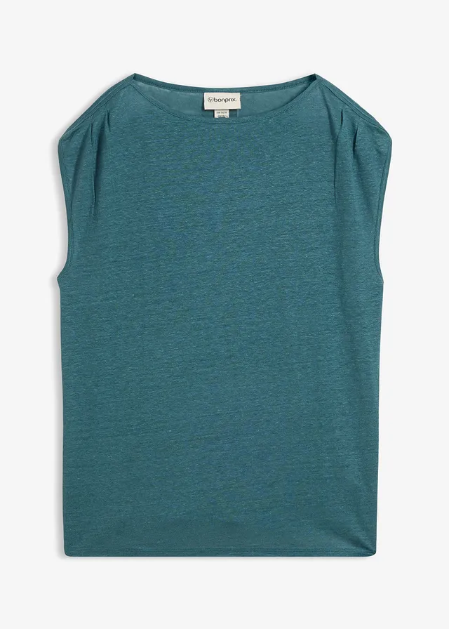 T-shirt 100% lin, Couleur: vert poivre
