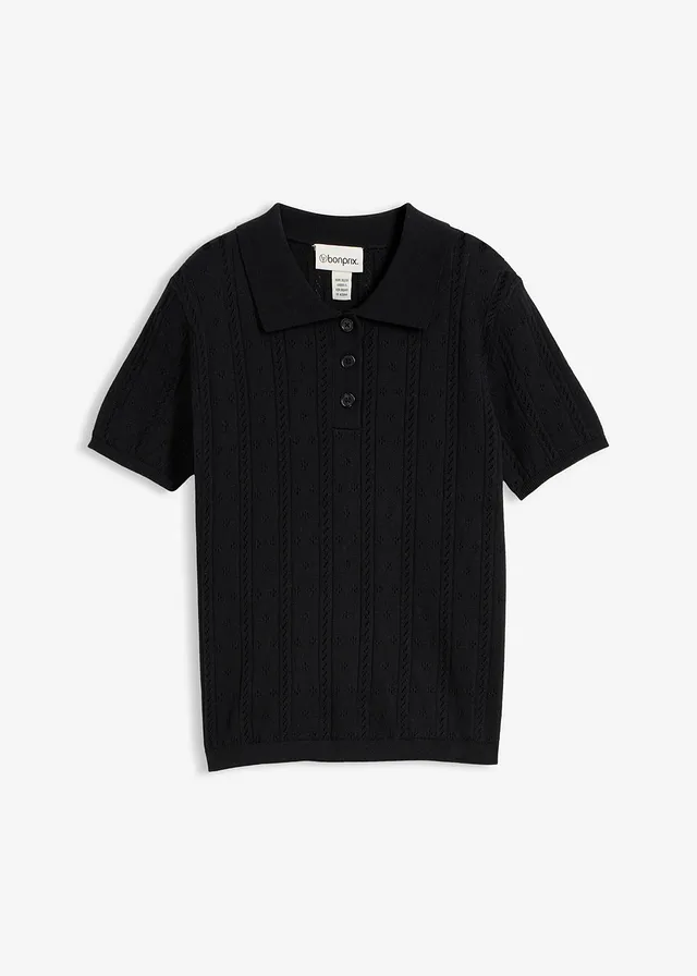 Sweter ażurowy z jedwabiem • czarny • sklep bonprix