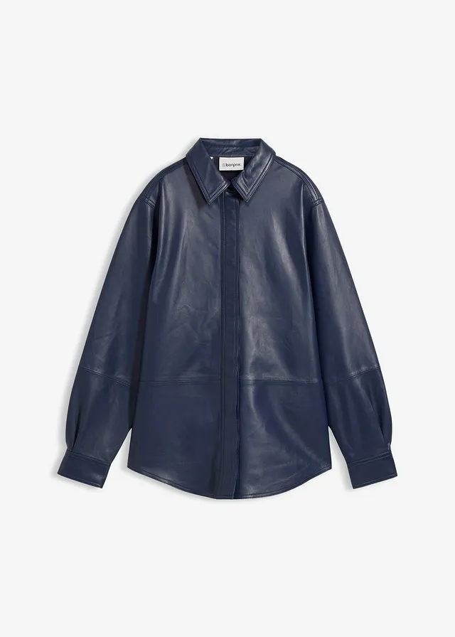 Leren overhemd van lamsnappa • donkerblauw • bonprix online shop