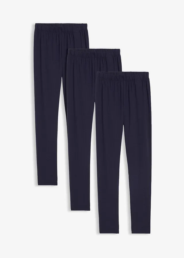 Lot de 3 leggings en coton extensible • bleu foncé • Boutique bonprix