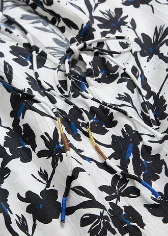 Blouse van gestructureerde crinkle • wolwit-zwart gebloemd • bonprix online shop