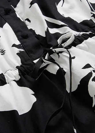 Robe-tunique 100% coton • noir-blanc floral • Boutique bonprix