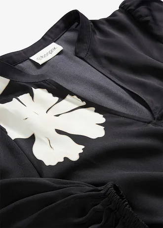 Blouse en satin fluide • noir floral • Boutique bonprix