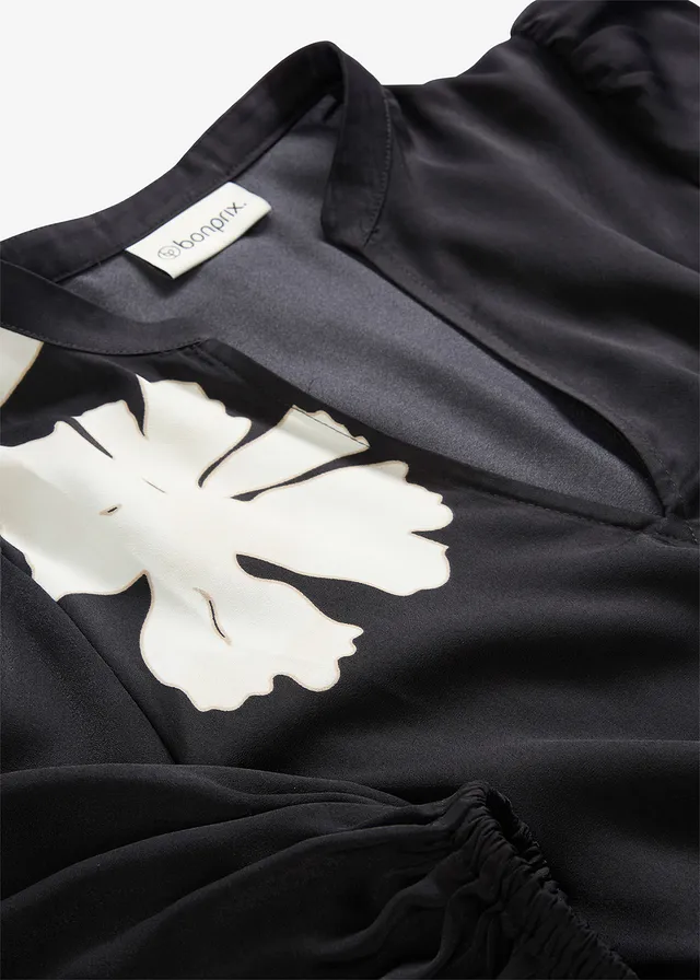 Tuniekblouse van soepel satijn • zwart gebloemd • product-page.page-title-suffix
