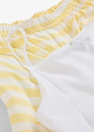 Pyjama en coton doux et extensible, Couleur: jaune clair-blanc rayé