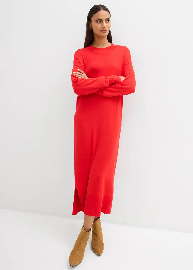 Casual midi jurk in een viscosemix • aardbeirood • product-page.page-title-suffix
