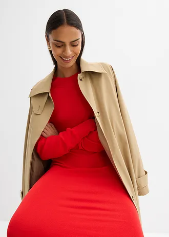 Casual midi jurk in een viscosemix • aardbeirood • bonprix online shop