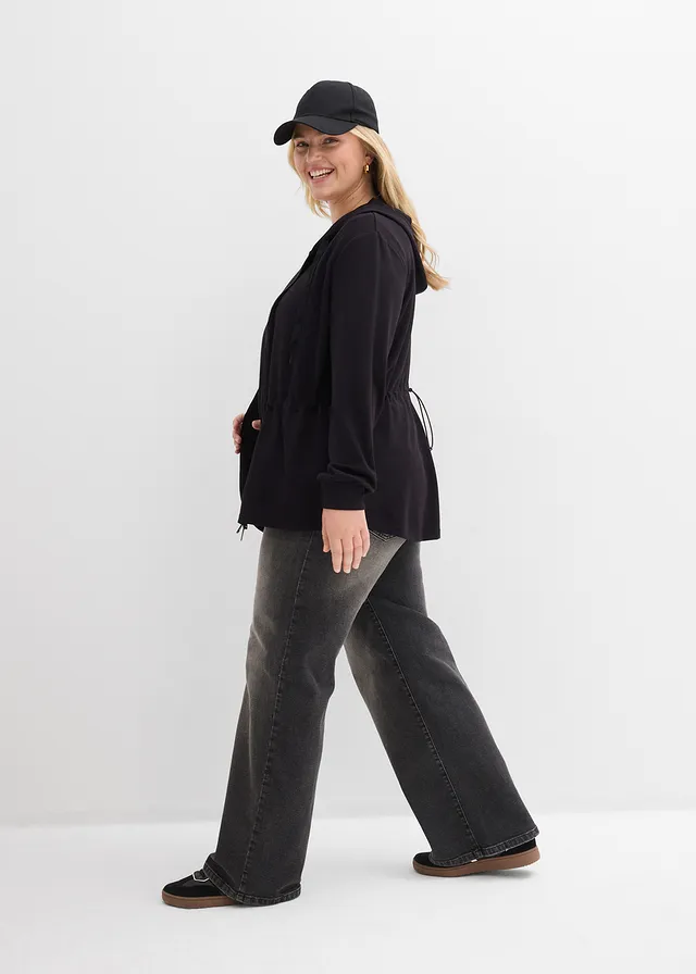 Sweatvest van zachte scuba, Kleur: zwart