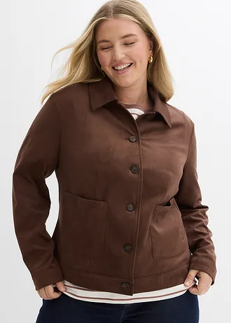 Imitatiesuède jas, Kleur: bruin