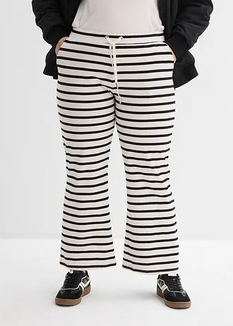 Sweatpants met biologisch katoen, Kleur: zwart-wolwit gestreept