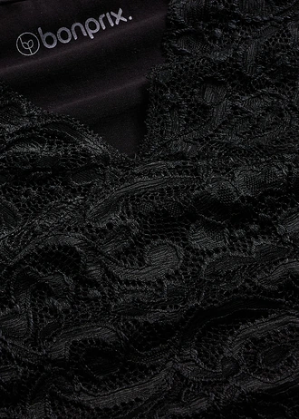 Cămașă de noapte cu inserție de dantelă • negru • magazin bonprix