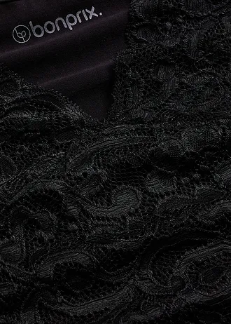 Chemise de nuit avec empiècement dentelle • noir • Boutique bonprix