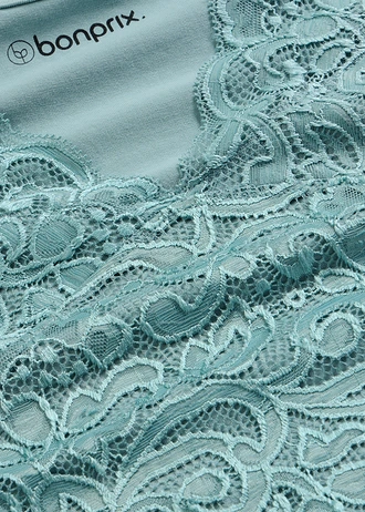 Koszula nocna z koronkową wstawką • niebieski mineralny • sklep bonprix