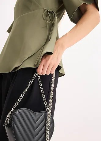 Blouse met korte mouwen en een diep decolleté • olijfgroen • bonprix online shop