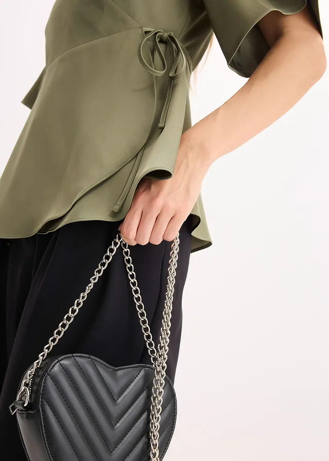 Blouse en satin à décolleté plongeant • olive • product-page.page-title-suffix