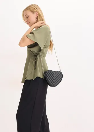 Blouse met korte mouwen en een diep decolleté • olijfgroen • bonprix online shop