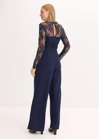 Jumpsuit met kant, Kleur: donkerblauw