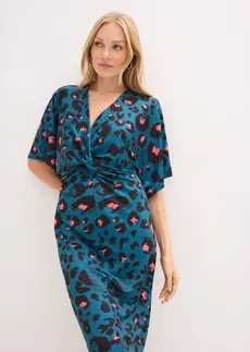 Robe midi à décolleté plongeant • vert poivre • Boutique bonprix