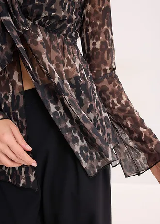 Blúzkové tričko zo sieťoviny • čierna-hnedá-leopard • obchod bonprix