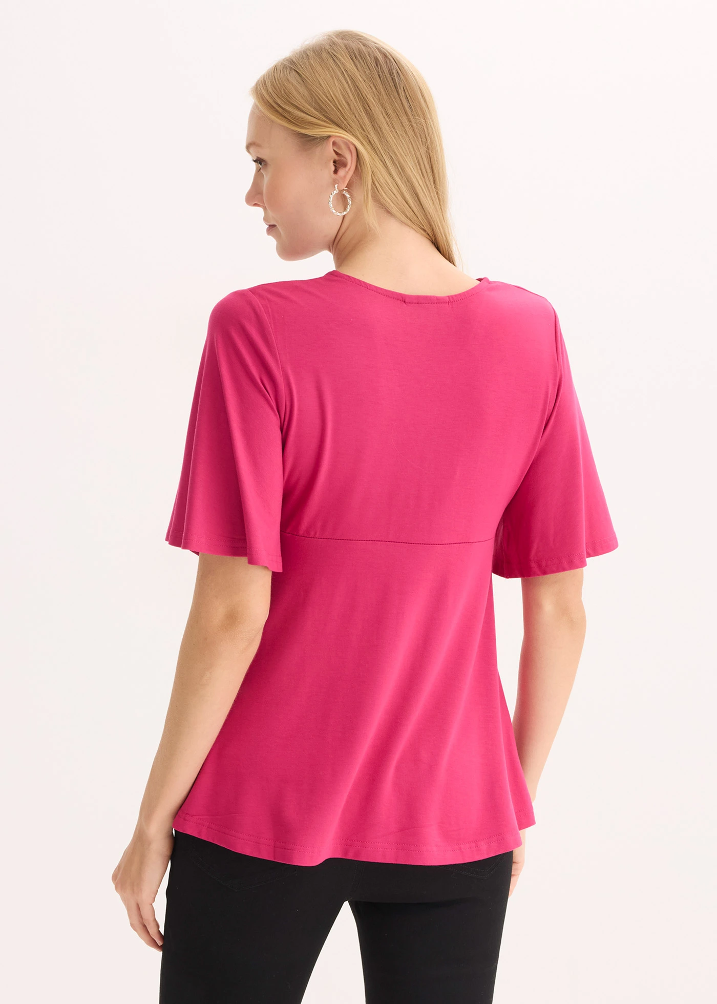 Jersey shirt met diep decolleté • bessenrood • bonprix online shop