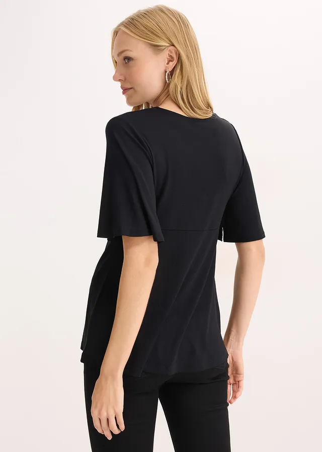 T-shirt en jersey à décolleté plongeant • noir • product-page.page-title-suffix