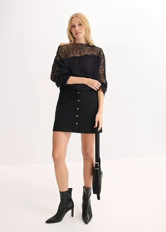 Pulover tricotat de vară cu dantelă • negru • magazin bonprix