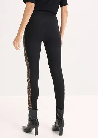Legging taille haute, Couleur: noir + léopard