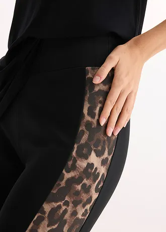 Legginsy z wysoką talią • czarny w panterkę • sklep bonprix