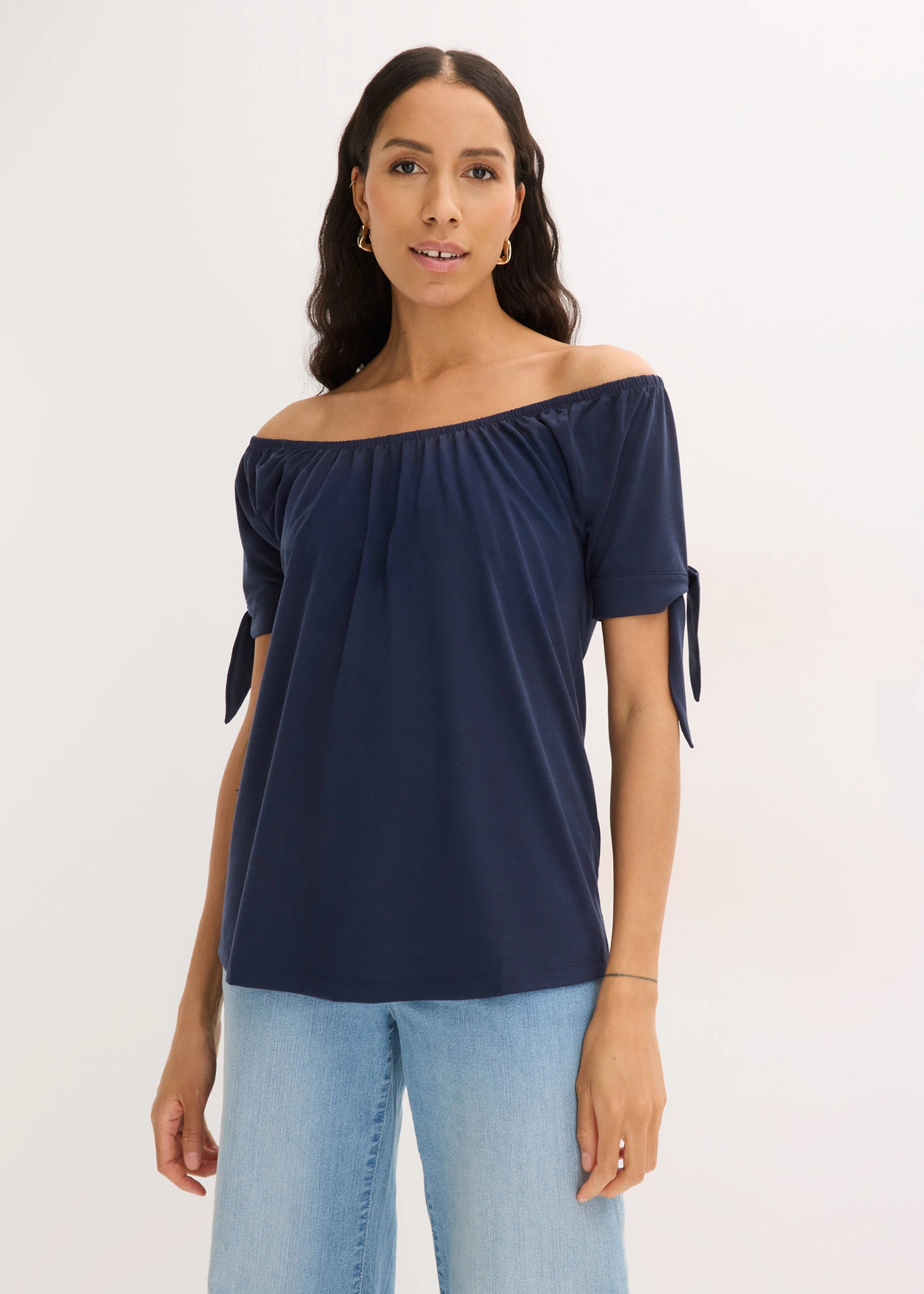 Carmen-shirt met knoopdetail • donkerblauw • bonprix online shop