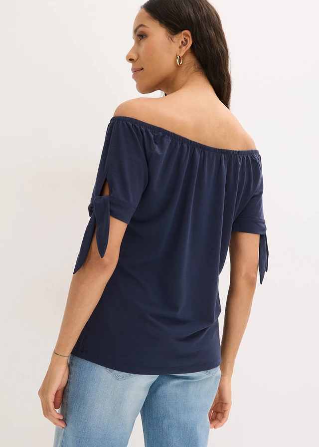 Carmen-shirt met knoopdetail • donkerblauw • product-page.page-title-suffix