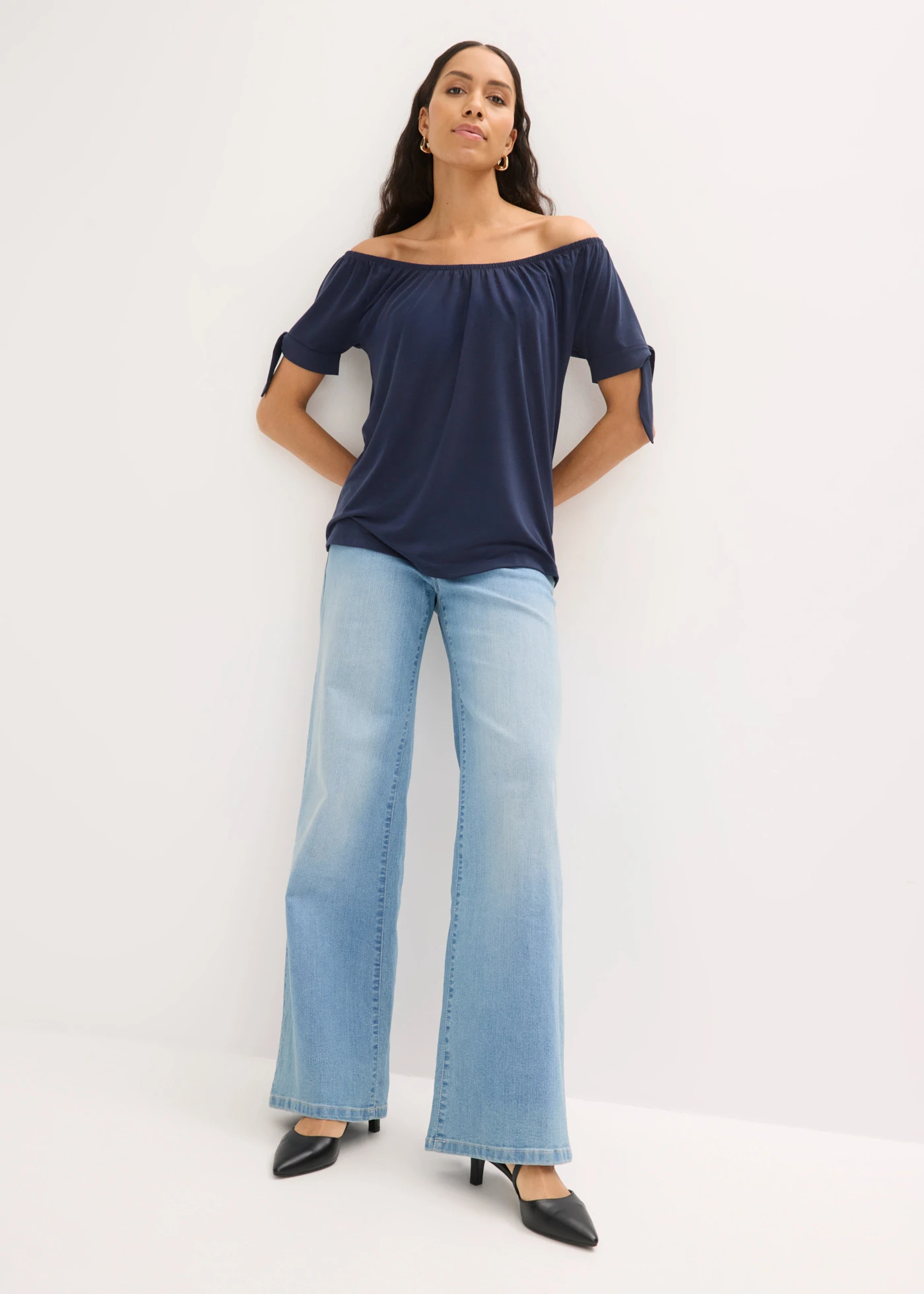 Tričko Carmen s viazaním • tmavomodrá • obchod bonprix