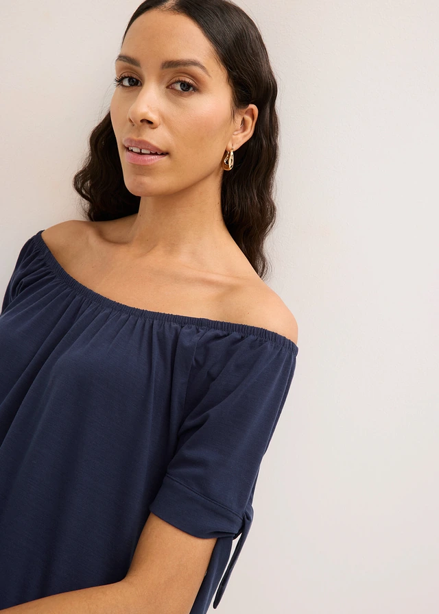 Carmen-shirt met knoopdetail • donkerblauw • product-page.page-title-suffix