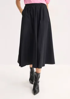 Jupe midi en coton extensible • noir • Boutique bonprix