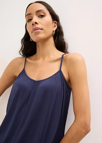 Top cu bretele subțiri, din viscoză fluidă • bleumarin • magazin bonprix