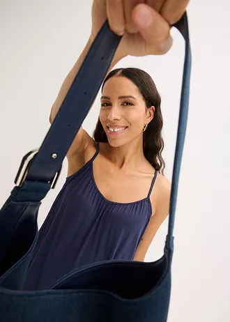 Top met spaghettibandjes van soepele viscose • donkerblauw • bonprix online shop