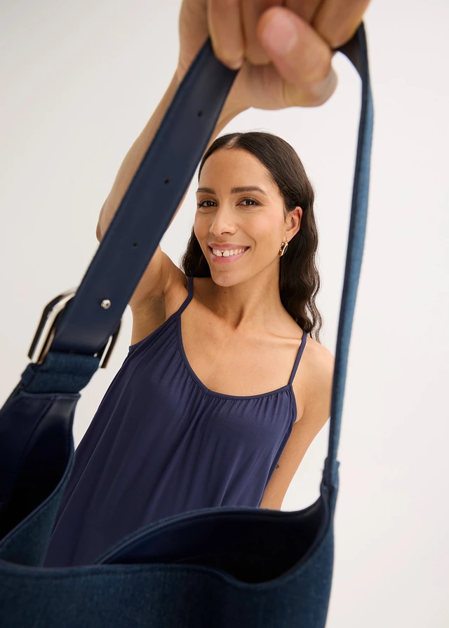 Top à fines bretelles en viscose fluide • bleu foncé • product-page.page-title-suffix