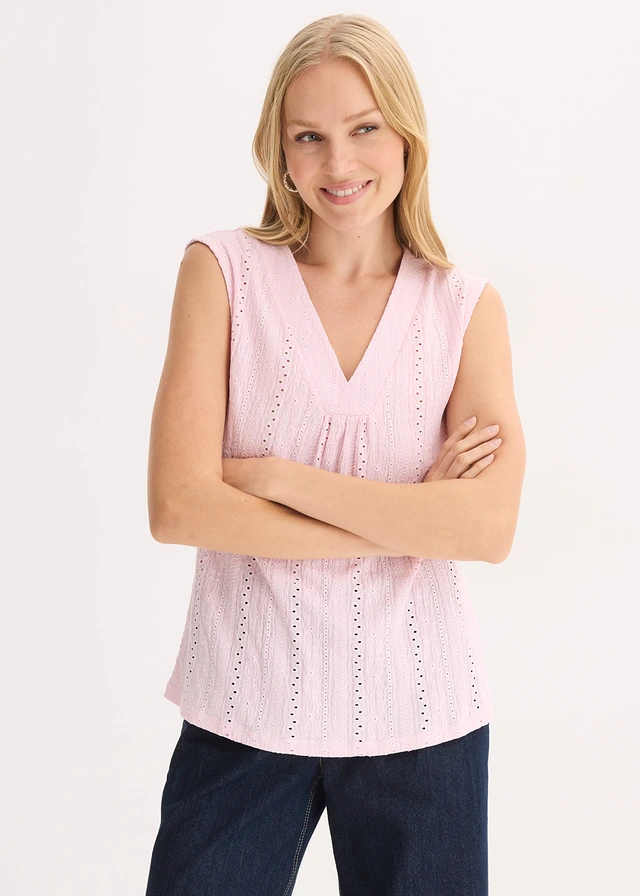 Top en broderie anglaise, Couleur: rose cristal