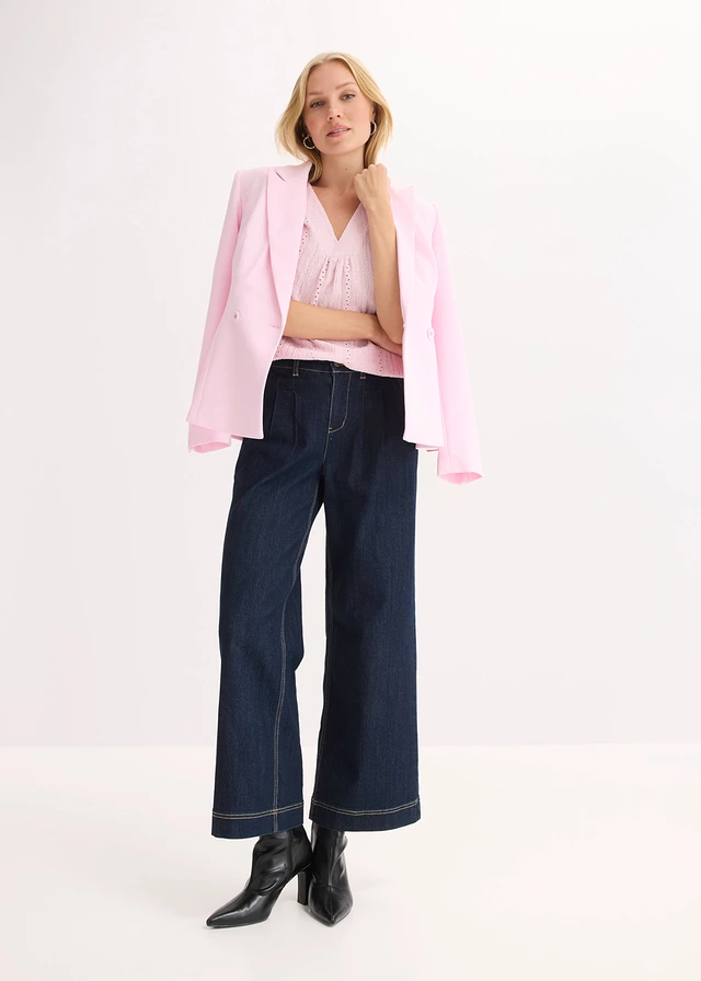 Bluză-top cu broderie perforată • roz cristal • magazin bonprix