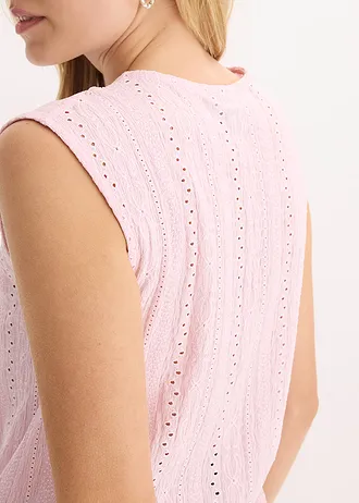 Bluză-top cu broderie perforată • roz cristal • magazin bonprix