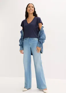 Tričko z měkké viskózy modrý denim used