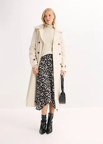 Midi rok van pure viscose • zwart-wit met print • bonprix online shop