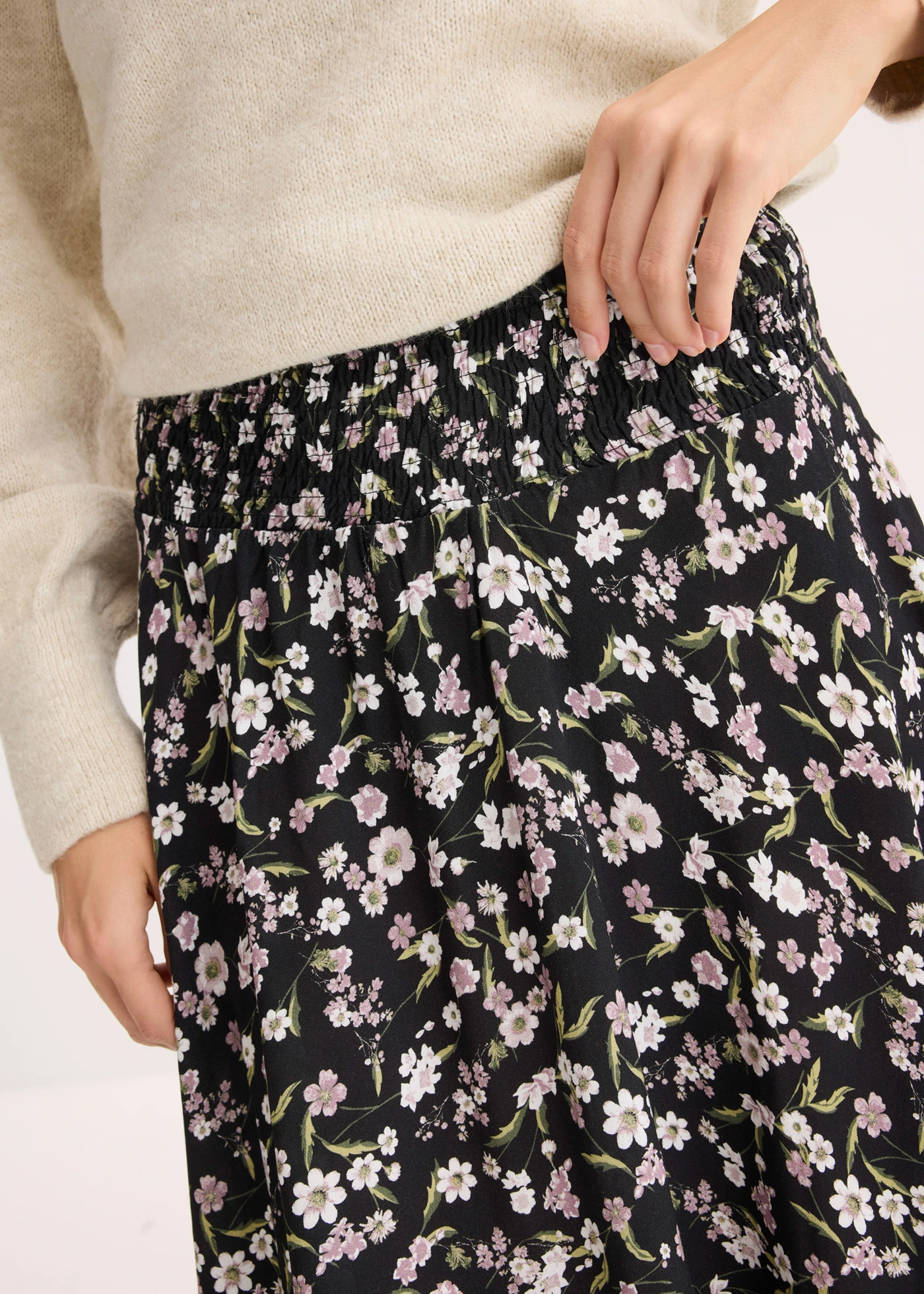 Midi rok van pure viscose • zwart-wit met print • bonprix online shop